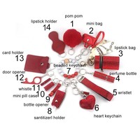 Juego de Llaveros de Seguridad Brillantes para Mujeres y Niñas, Llavero Multifuncional de Defensa Personal, Juego de 14 Piezas