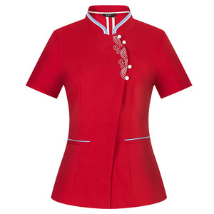 Uniforme de serveur d'été à manches courtes de style chinois pour maison de thé/restaurant/hôtel, <span class=keywords><strong>tenue</strong></span> pour le personnel d'accueil, pour femmes - Product Image 5