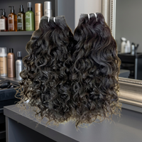 Extensions de cheveux humains vierges indiens Remy bouclés, tissage double trame à la machine, pointes doublement tirées