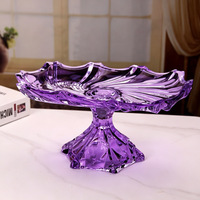 Corbeille à fruits en verre cristal de style européen, grande assiette à collations, plateau créatif pour salon, plat à fruits sur piédestal pour table à thé