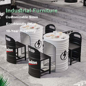 New Model <strong>Industrial</strong> Oil Drum Metal <strong>Design</strong> Restaurant Furniture High bar Table and Chairs High <strong>Top</strong> bar Tables and Tall Chair - Product Image 3