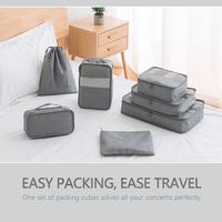 Cubes d'emballage de voyage en Polyester, 7 pièces, organisateur de bagages de voyage, ensemble avec sac à chaussures