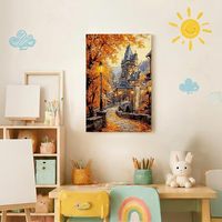 Kit de peinture par numéros encadré Paysage pour adultes, Peinture acrylique DIY facile pour la décoration murale de la maison
