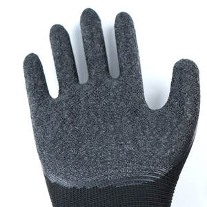 SONICE Hombres Negro Industrial Negro guantes de látex Recubierto Agarre de goma arrugado Trabajo Protección de jardín Guantes de seguridad de látex - Product Image 3