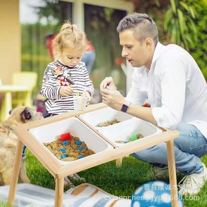 Table de jeu pour enfants en bois massif 73x53x50cm avec plateaux à sable, jouet éducatif pour usage domestique - Product Image 4