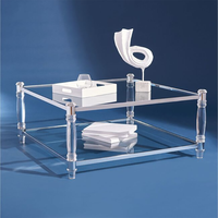 Table basse moderne en acier inoxydable, acrylique et verre, cadre argenté, design luxueux, durable, meubles de salon, usage domestique, décoratif