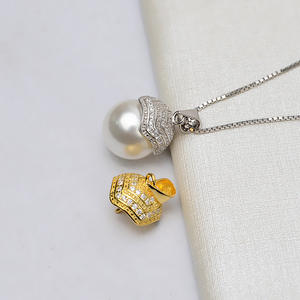 Wenchi S925 Argent Accessoires de Bijoux DIY pour Femmes, Grand Pendentif Chapeau Baotou avec Incrustation de Perles 14-16, Modèle de Plateau Vide 726 14121 - Product Image 1