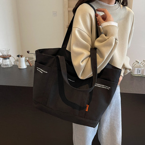 New Style Fashion Custom Letter Canvas <strong>Bags</strong> Women Shoulder Cotton Canvas Tote <strong>Bag</strong> with Pocket for Class and <strong>Work</strong> - Product Image 4