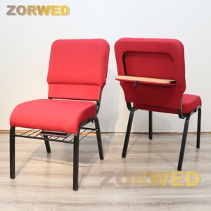 Factory New Custom Commercial Conference Furniture <strong>Cheap</strong> Metal Red Church <strong>Chair</strong> with <strong>Folding</strong> Table on the Panel for Church Used - Product Image 2