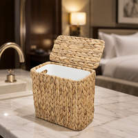 Corbeille à déchets en jacinthe d'eau tressée à la main, écologique et durable, avec couvercle, grande capacité, diffuseur d'arômes pour la maison, l'hôtel et l'espace de vie