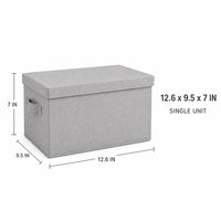 Boîte de rangement pour placard avec couvercle, surface en lin artificiel, doublure Oxford 210D, support en PP, poignées pour le tri des vêtements