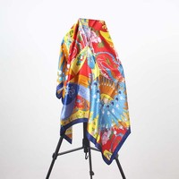Op maat gemaakte digitale print imitatie zijden sjaals lange vierkante chiffon zijden sjaal foulards design