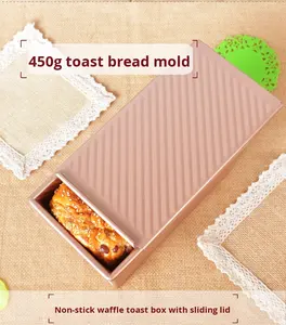 Molde Rectangular para Pan Pullman con Tapa, Antiadherente, de Acero al Carbono Corrugado, para Hornear Pan y Tostadas en Horno - Product Image 6