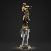 Sculpture en résine et métal, trophée, décoration d'intérieur, sculpture moderne en métal moulé, figurine grandeur nature, sculpture en bronze, statue de femme avec lampe, moulage