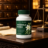 Capsules d'extrait de Rhodiola Rosea sous marque privée, formule adaptogène pour le soutien anti-stress, végétaliennes, 60 gélules, fabrication OEM