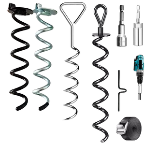 Ancres de sol en acier robuste vents forts vis d'<span class=keywords><strong>ancrage</strong></span> de terre ensemble de <span class=keywords><strong>balançoire</strong></span> piquets de tarière en spirale pour tente trampoline arbre pouce - Product Image 4