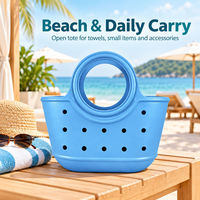 Sac fourre-tout perforé en EVA 29x16x19cm avec poignée découpée ronde, imperméable, à ouverture supérieure, pour la plage, les voyages, le quotidien, vente en gros