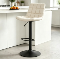 Tabouret de bar moderne en velours tufté rouge bordeaux, hauteur réglable, chaise de comptoir de cuisine, pieds en métal, pour la maison, le café ou le restaurant, idéal pour les bars domestiques