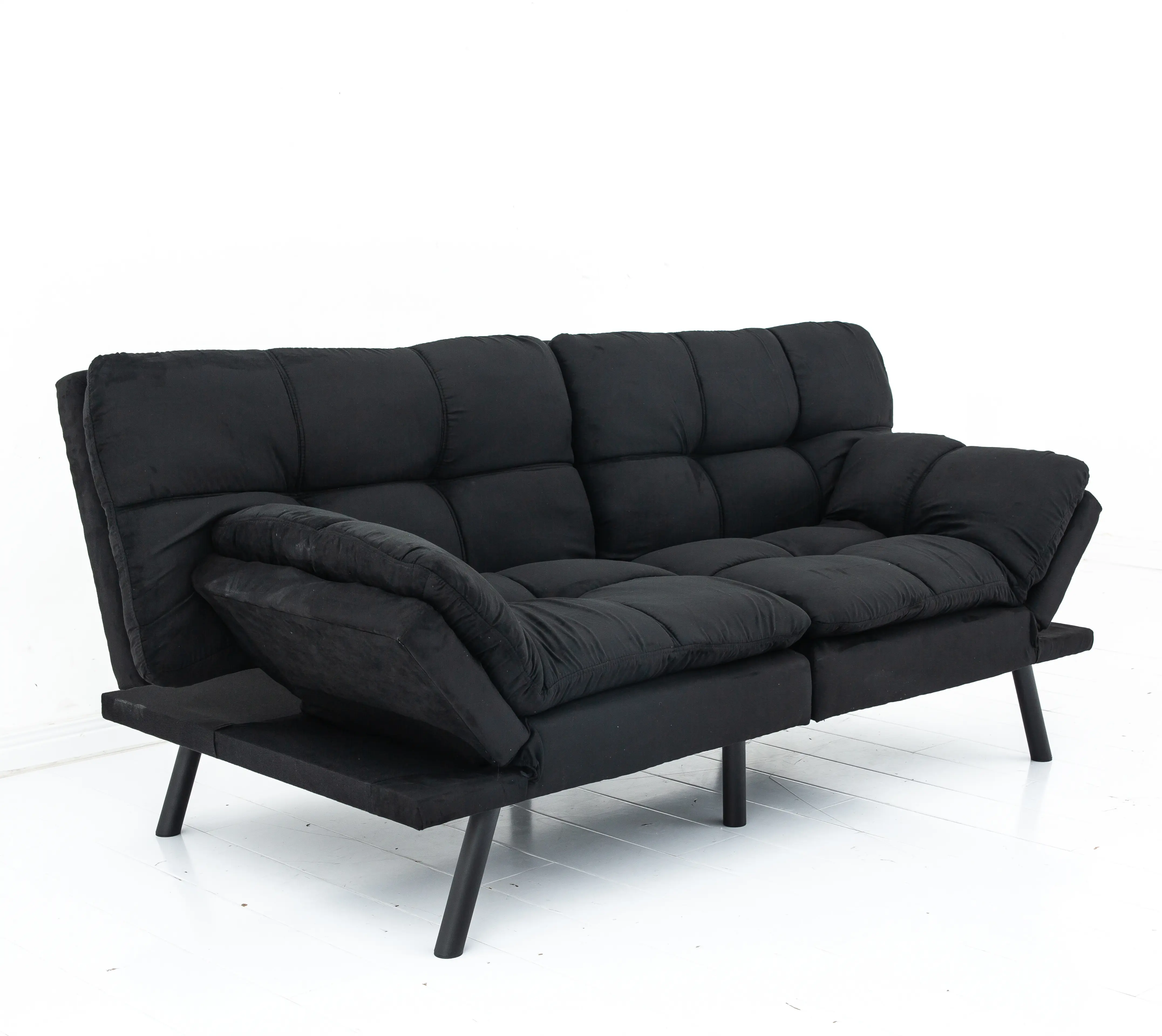 Haute qualité Chine mousse à mémoire de forme Design moderne tufté Futon pliant petit deux ou trois 2 ou 3 places métal couchage Cum canapé-lit