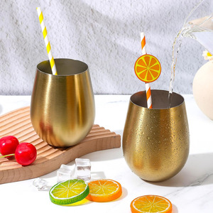 Gobelets en or incassables 500 ml 17 oz, verres à vin sans pied en acier inoxydable pour l'extérieur et la maison - Product Image 6