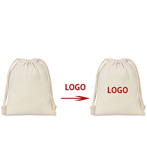 Recycled Cotton Fabric Drawstring Gift <b>String</b> <b>Bag</b> With Custom Logo Canvas Jewelry <b>Bag</b> - Product Image 3