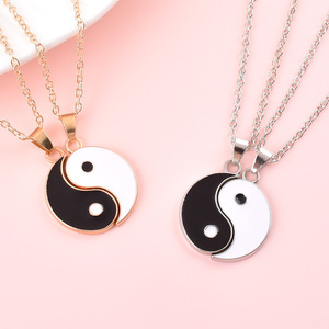 Nuovo Set di collana di coppia di Tai Chi Gossip Figaro bianco nero placcato oro antico in lega classica ciondolo per regalo di buoni <span class=keywords><strong>amici</strong></span> - Product Image 4