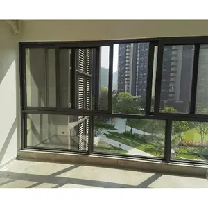 Wholesale Waterproof Aluminum Window 3 Track Sliding Window Custom Aluminum Windows Indoor Double Glass Sliding Window