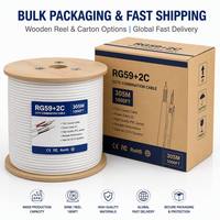 Cable Coaxial RG59+2C con Cubierta de PVC Negro, Precio de Fábrica, Conductor CCA de 0.81mm, Certificado CE/ROHS para Sistemas de CCTV/CATV en Apartamentos