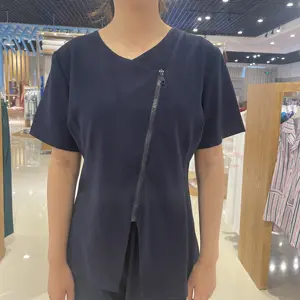 病院スタッフトップ服ブラックプリントコットン用医療看護師スクラブユニフォーム