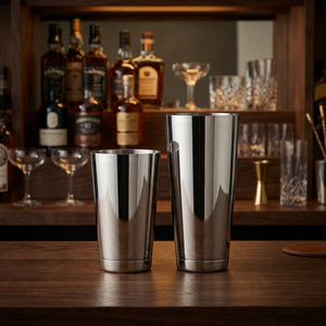 2 Piece Stainless Steel Boston <b>Shaker</b> <b>Cocktail</b> Mixing <b>Set</b> Modern Durable Bar Tool - Product Image 2