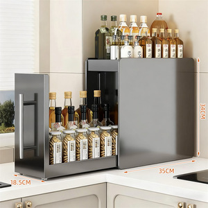 Nuevo Estante Delgado para Especias de Cocina - Organizador Extraíble Multicapa Antipolvo para Aceite, <span class=keywords><strong>Sal</strong></span>, Salsas y Vinagre - Product Image 4