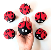 Boules de séchage en laine à motifs d'insectes de dessin animé, faites à la main, naturelles, réutilisables, antistatiques, anti-plis, écologiques