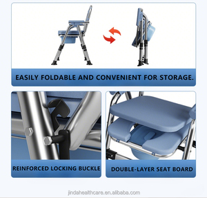 Tout-en-un Aucune installation requise 3-EN-1 Conçu pour les personnes obèses Chaise de toilette grande taille Hauteur réglable <span class=keywords><strong>Commode</strong></span> de chevet - Product Image 6