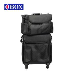 Maleta de Maquillaje Obox de Doble Capa 4223, Negra, de Tela Oxford, Portátil, para Viajes de Negocios, con Cuatro Ruedas, Color Sólido - Product Image 2