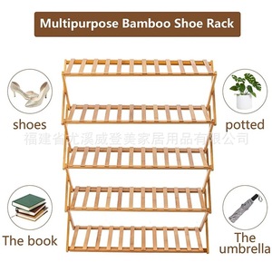 Five-tier bamboo <b>shoe</b> <b>rack</b>, simple green planter, small household <b>shoe</b> cabinet, economical dormitory doorway folding bamboo - Product Image 3
