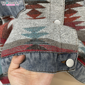 Giacche da <span class=keywords><strong>donna</strong></span> con lavaggio acido personalizzato in jeans con bottone da <span class=keywords><strong>donna</strong></span> a manica lunga calda con Shacket azteco giacca di jeans corta da <span class=keywords><strong>donna</strong></span> - Product Image 4