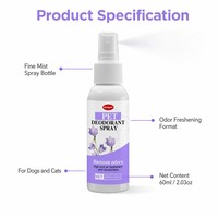 ZouRunAn Nouvelle Arrivée Spray Désodorisant pour Animaux 60ml Extrait de Lavande pour Chats et Chiens Fabrication par Contrat Distributeur Marque Blanche