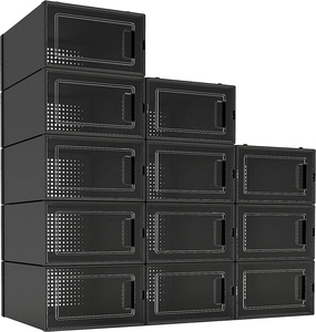 Stackable clear shoe box storage space saving plastic storage box suitable for shoes and item display