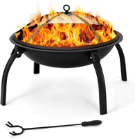 Brasoir d'extérieur Portable pliable de 22 pouces pour barbecue, foyer avec grille de couverture pour le camping, vente en gros