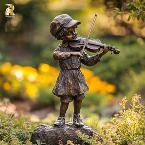 ประติมากรรมสำริดตกแต่งสวนกลางแจ้งสำหรับเด็กเล่นไวโอลิน - Product Image 4