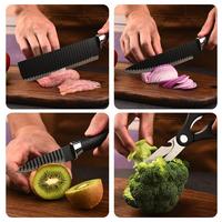Ensemble de 6 couteaux de cuisine ambidextres en acier inoxydable noir, modèle 238A, faits à la main, pour fruits, avec coffret cadeau professionnel, usage domestique