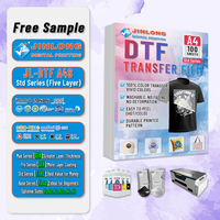 Muestra gratis Jinlong A4 100 hojas DTF PET película de un solo lado serie estándar papel de transferencia de calor para sudaderas con capucha impresión DTF