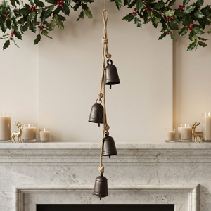 Gold-Plated Iron Wind <b>Chime</b> with Four Black <b>Bells</b> on Rope Flower & Fashion Design Hanging Decor for Home Decoration - Product Image 5