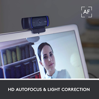 Webcam Logitech C920 HD Pro, Full HD 1080P 30fps, objectif en verre à mise au point automatique, 78 °   FOV, micros stéréo doubles, caméra web USB