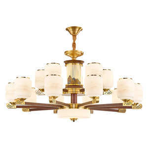 Chinese Style Chandelier All Copper Solid Wood Multi Head Led Living Room <b>Ceiling</b> <b>Light</b> Zen Villa Study Lighting - Product Image 4