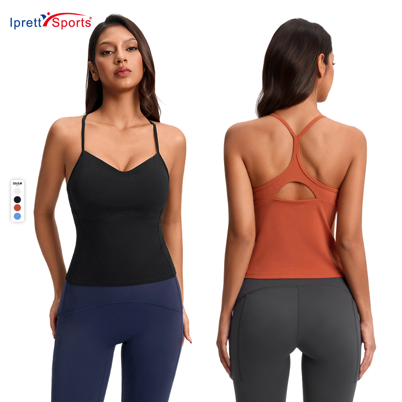 2026 Women's V-neck Spaghetti Straps Tank Top Slim Fit Fitness Breathable Spandex Sportswear Four-Way Stretch Gym Workout Shirts
