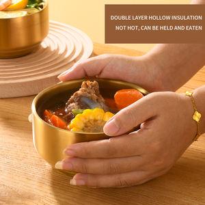 샐러드 그릇과 가정용 식기 한국식 금속 맞춤형 파티 지속 가능한 금 금속 그릇 스테인레스 스틸 14 Cm - Product Image 3