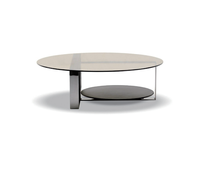 Table basse ronde en acier inoxydable de luxe moderne, mobilier de salon moderne, table basse en verre trempé