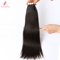 Extensions de tresses Freetress Remy XS 1B, cheveux vierges brésiliens non traités, lisses, double trame machine, extensions à bandes adhésives 24 pouces