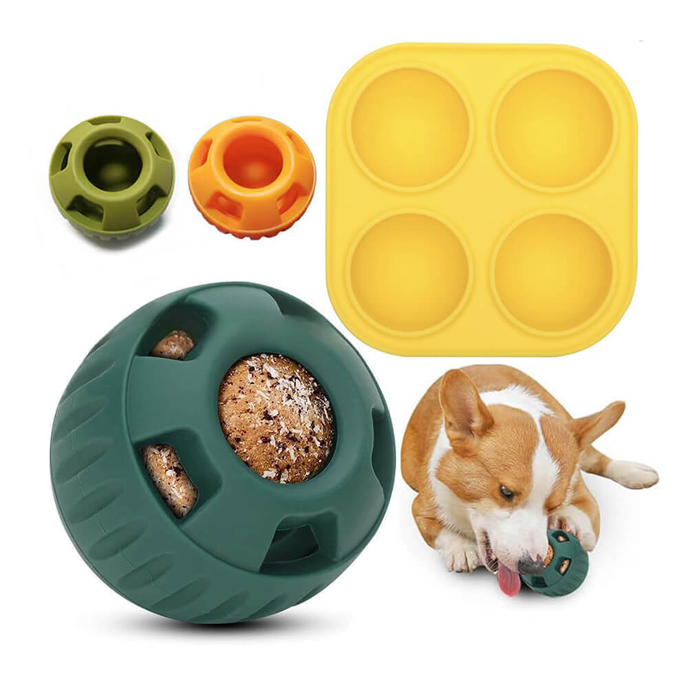 Juego de bolas para lamer perros de goma BOTO, pelota terapéutica de goma natural fácil de limpiar, suministros para mascotas, juguetes de comida lenta, juguetes para lamer perros